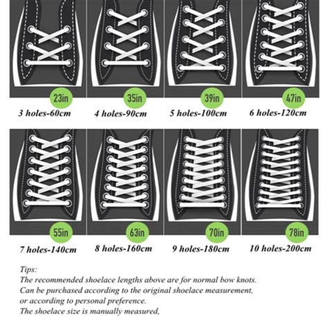 shoe laces replacement chart.